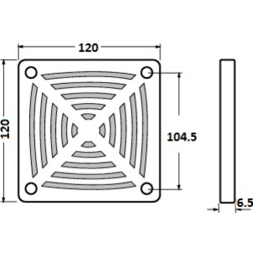 FILTRO DE POLVO PARA VENTILADOR DE REFRIGERACIÓN DE PVC 120X120MM