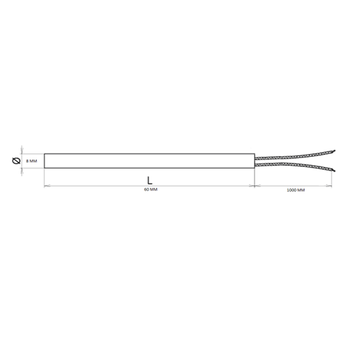 RÉSISTANCE À CARTOUCHE DIM.8X60 - 250W - 230V - SORTIE FILS STANDARD 1MT.