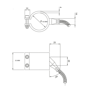 BANDA CALEFACTORA DIM.45X55 - 345W - 230V - SALIDA 45° AXIAL