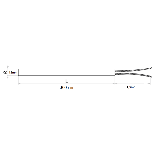RÉSISTANCE À CARTOUCHE DIM.12X300 - 800W - 380VAC - SORTIE STD. L.1000MM