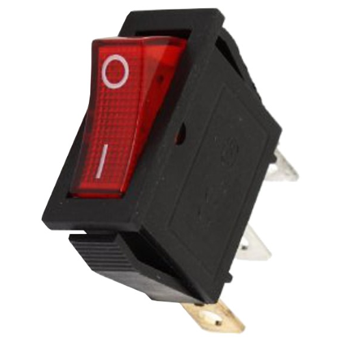 INTERRUPTEUR ROUGE LUMINEUX UNIPOLAIRE 250 V/16 A - DIM 30,5 X 13,5 MM