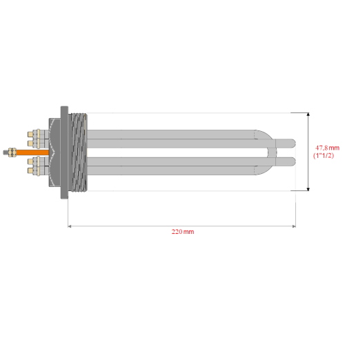 3.5KW TUBULAR HEATER - 230V/400V - 1"1/2 STEEL ATTACHMENT - LSB.220 WITH PROBE HOLDER