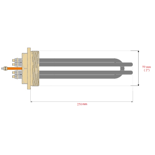 3KW TUBULAR HEATER - 230/400V - ATT.2" - L.250MM