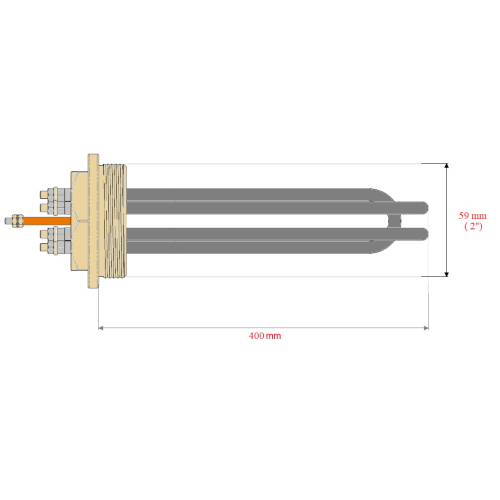 RESISTENCIA TUBULAR BLINDADA 4,5 KW - 230/400V - ATT.2" - L.400